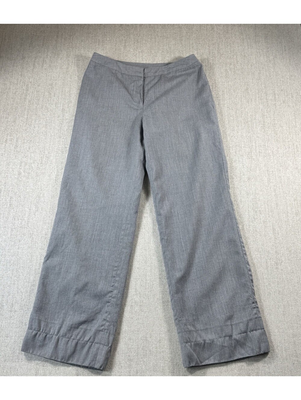 Vintage Harve Benard Womens 12 Gray 100% Wool Wide Leg Dress Pants Lined Cuffed